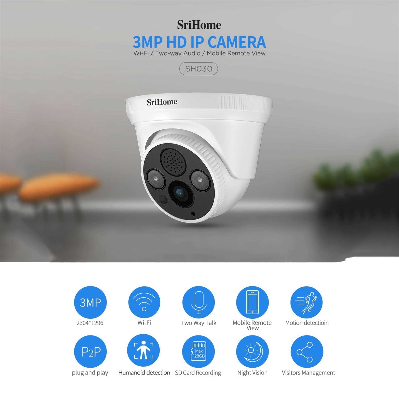 AZXY Security Camera,Surveillance Cameras Wireless,1296p Hd Security Cameras Wireless Wifi Indoor with Audio,Smart Camera for Home Indoor Pet