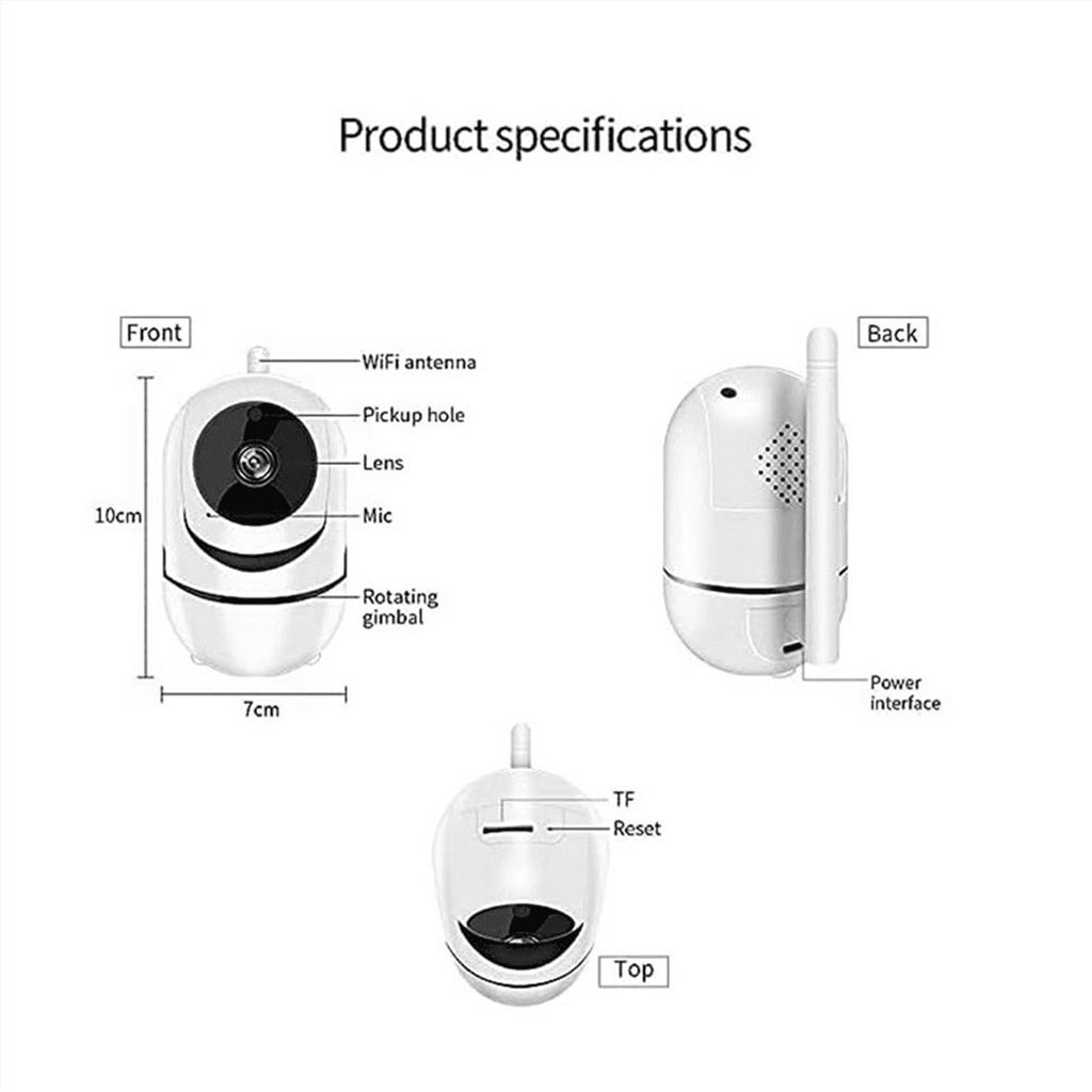 1080P Wireless Camera 355° Camera Mini Pet Video Surveillance Camera with Wifi Baby Monitor Smart Home Black US PLUG