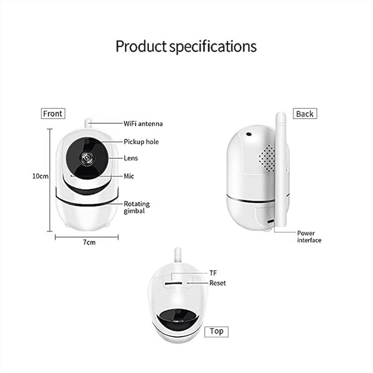 1080P Wireless Camera 355° Camera Mini Pet Video Surveillance Camera with Wifi Baby Monitor Smart Home Black US PLUG