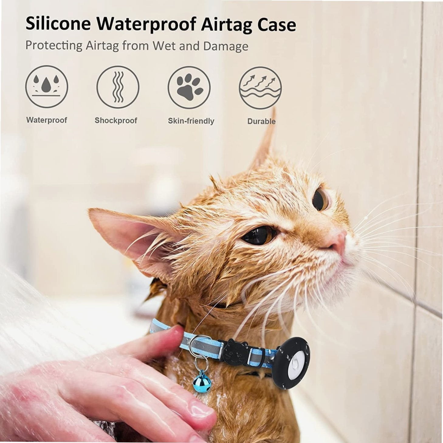 Airtag Cat Collar Holder, Small Air tag Cat Collar Holder Compatible with Apple Airtag GPS Tracker, 2Pack Waterproof Case Cover for Cat Dog Pet Collar Within 3/8 inch (2 Transflower)