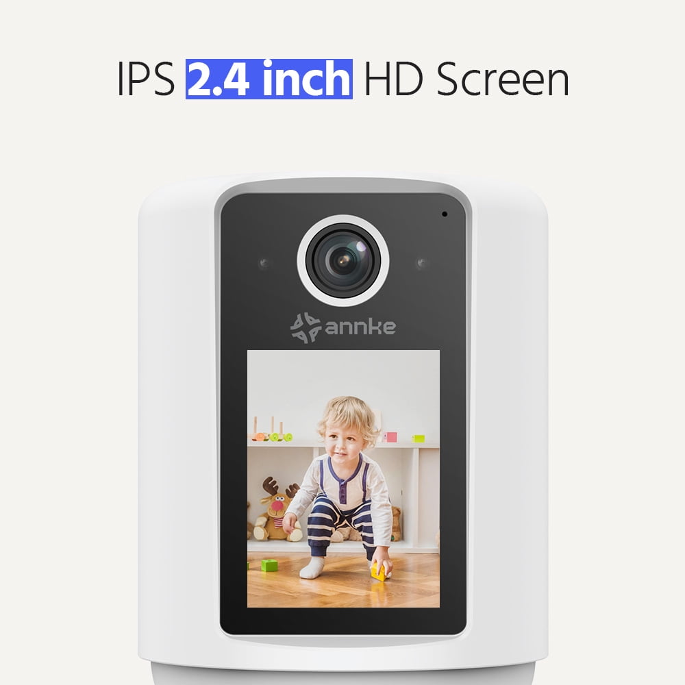 ANNKE 3MP HD Indoor POE Surveillance Security Camera with 2.4" Screen, Phone App + Two-Way Video and Audio Call, Motion Detection, Pet Camera, Baby Monitor, Table Lamp, Night Vision