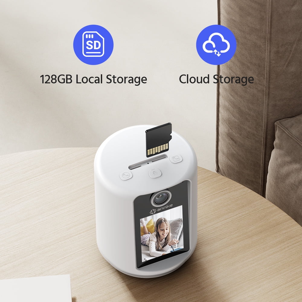 ANNKE 3MP HD Indoor POE Surveillance Security Camera with 2.4" Screen, Phone App + Two-Way Video and Audio Call, Motion Detection, Pet Camera, Baby Monitor, Table Lamp, Night Vision