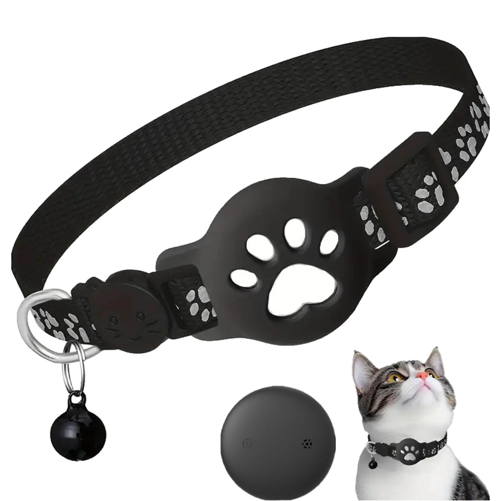 Cat Collar for Small Cats,Real Time Cat GPS No Monthly Fee,no Sim Required, Pet Anti Lost Recorder GPS Collars Works with Only, Waterproof, Reflective Strip to Choice