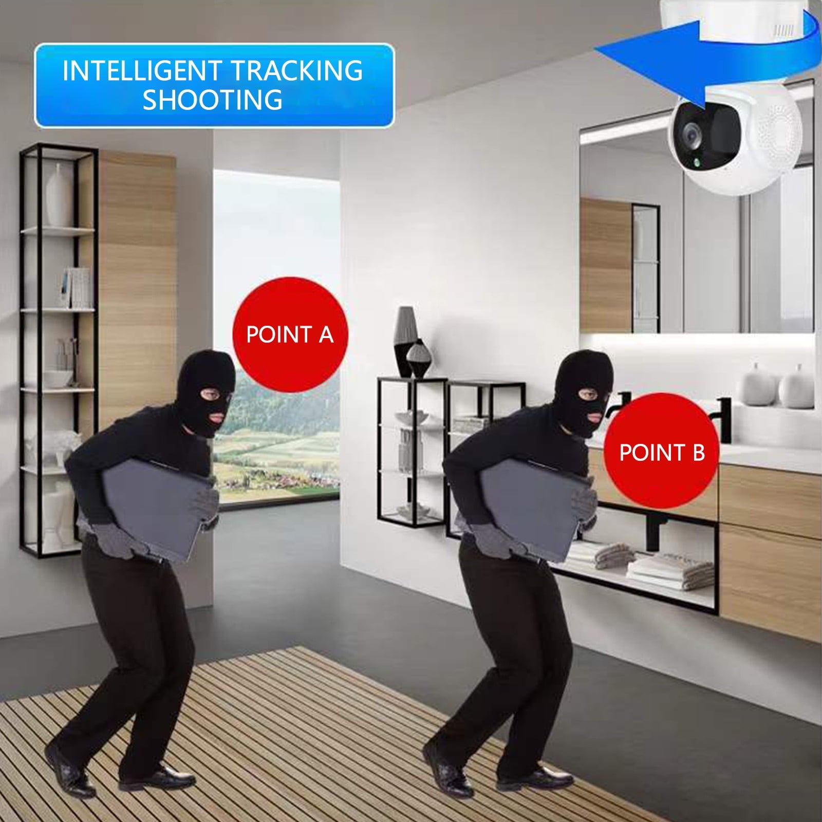 AZXY Wireless Security Camera,Smart Security Cameras,1080p Hd Wifi Indoor Security Cameras,Mini Hidden Smart Pet Monitors for Home