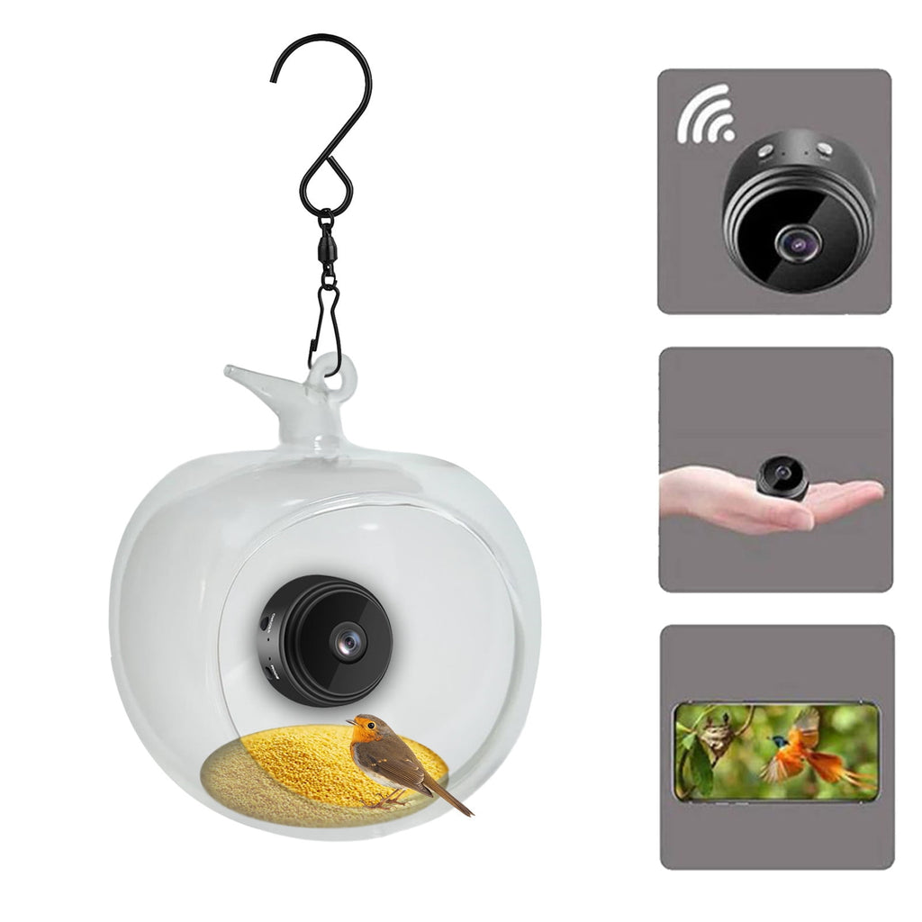 Bird Feeder with Camera, 2025 New Bird Feeder with Camera HD 1080P Night Version Video Camera, WiFi Hotspot Remote Connection with Mobile Phone for Outdoor Bird Watching Capture Photos - A