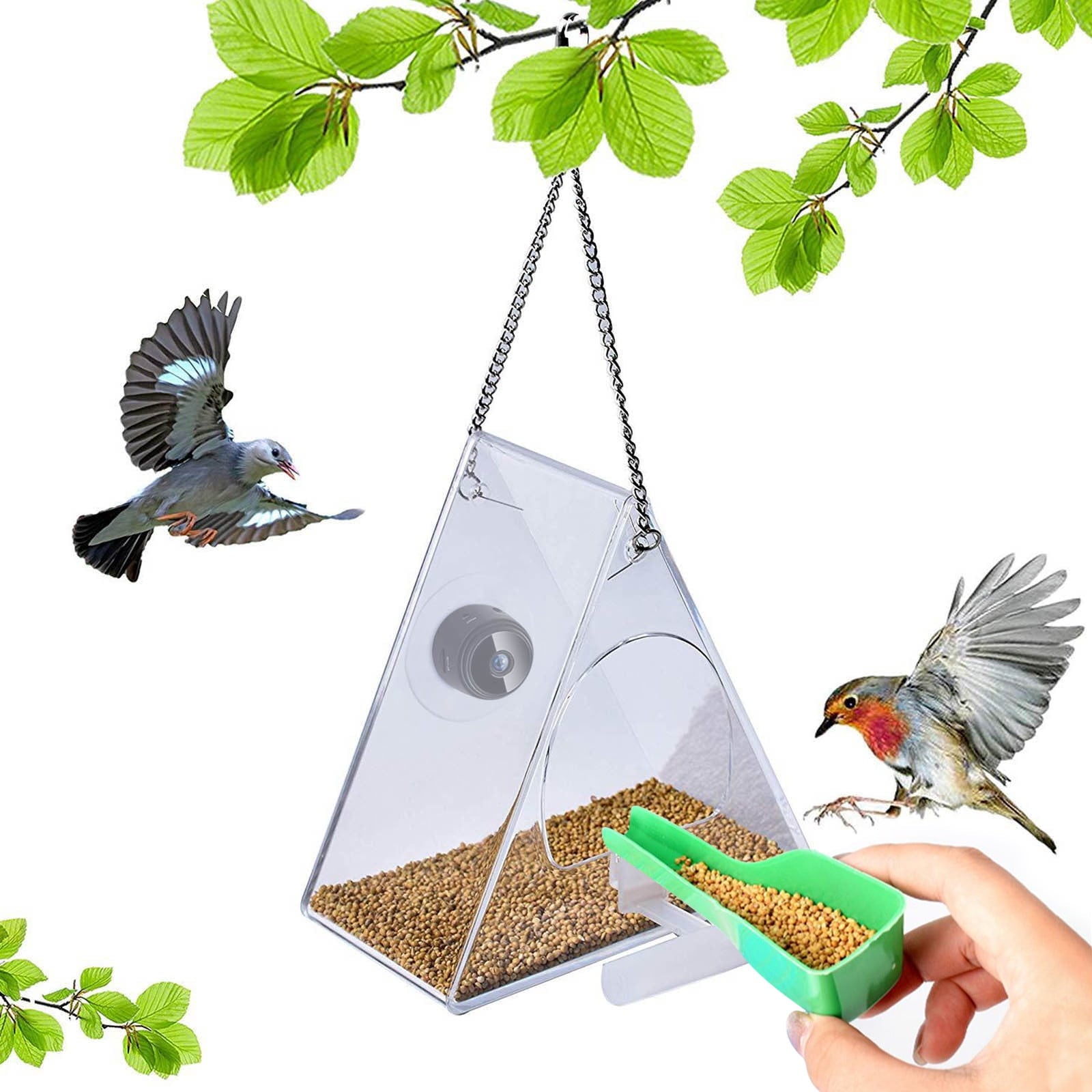 Bird Feeder With Camera, Smart Bird Feeder with HD 1080P Night Version Camera, WiFi Hotspot For Remote Connection To Mobile Phone For Outdoor Bird Watching, Pictures