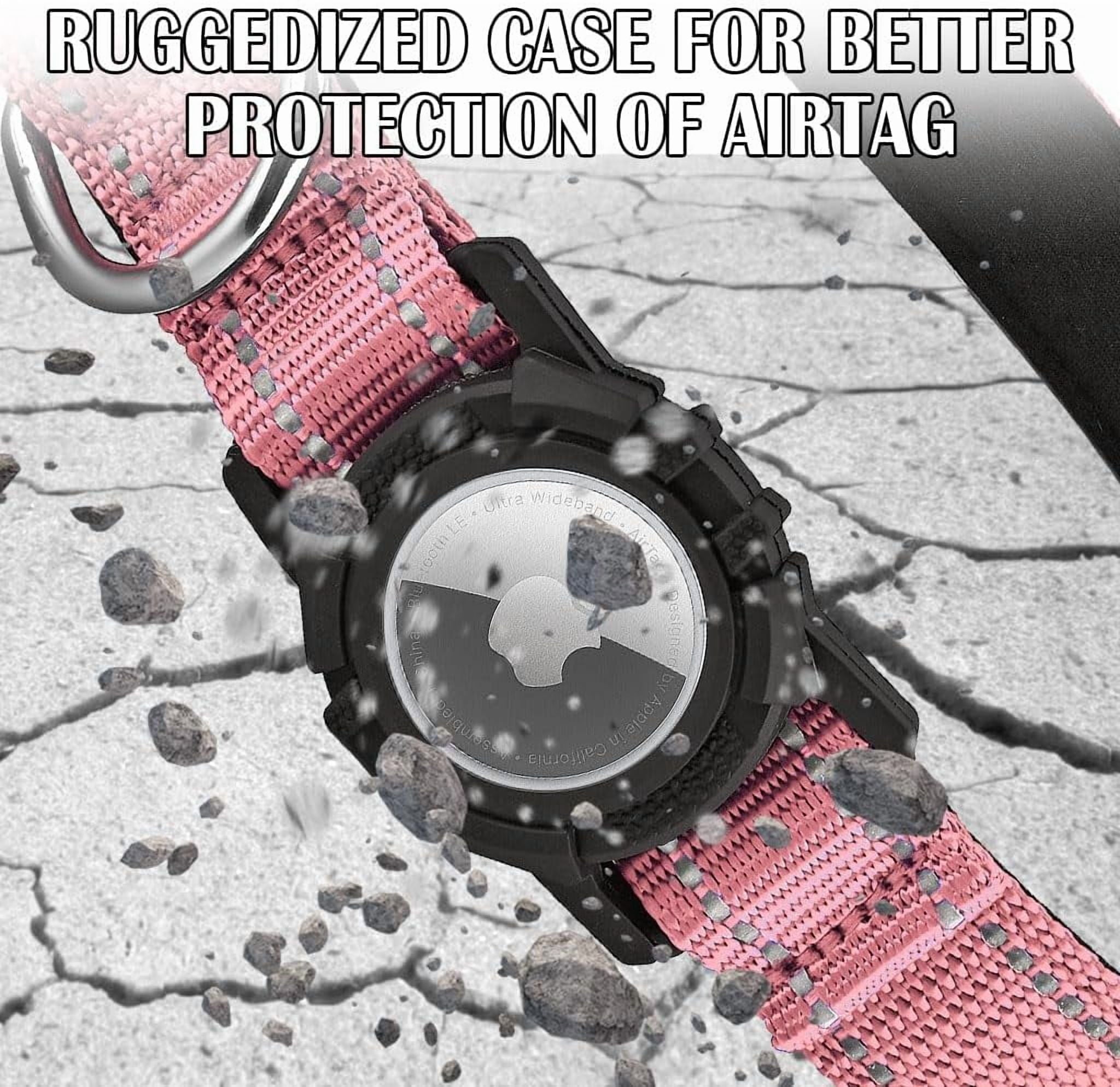 Airtag Dog Collar with Waterproof Air Tag Holder, Integrated Reflective Pet Collar with Soft Padding, Adjustable Nylon Collar for Small Medium Large Dogs, Black,L (16.1"-23.6")