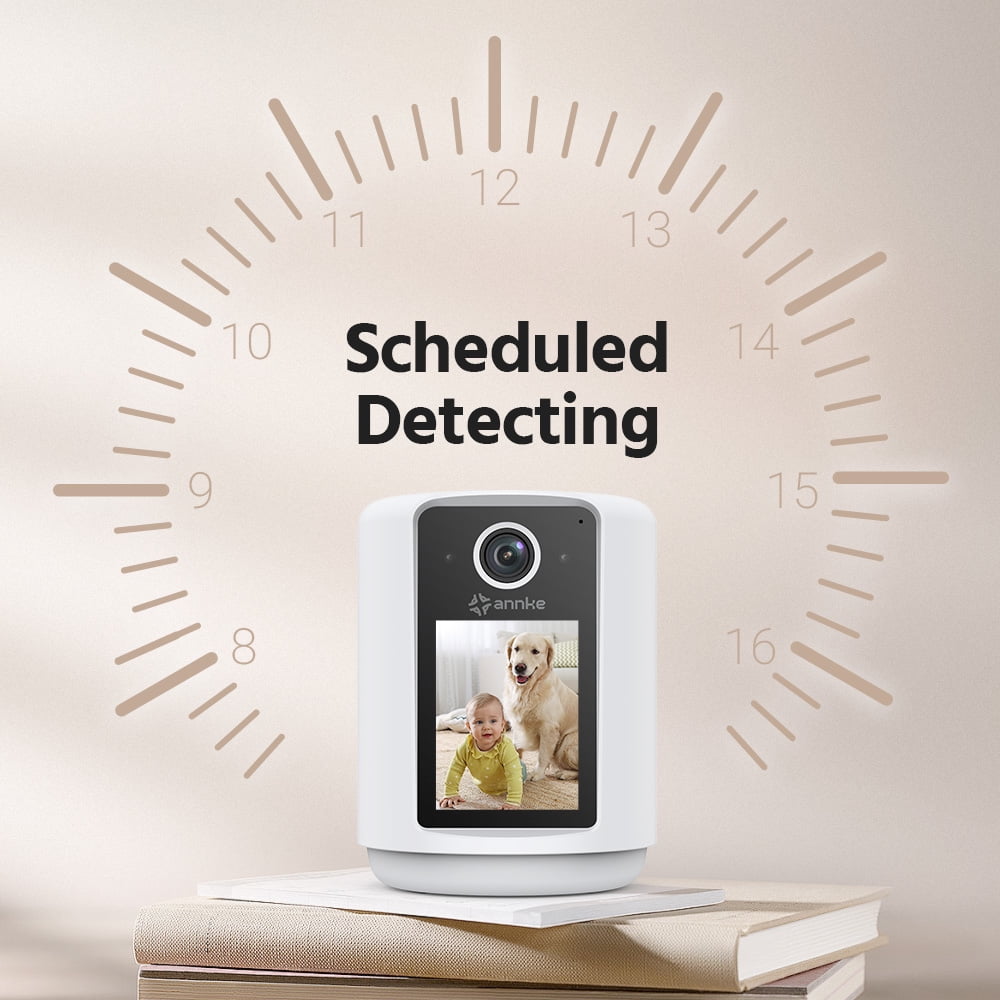 ANNKE 3MP HD Indoor POE Surveillance Security Camera with 2.4" Screen, Phone App + Two-Way Video and Audio Call, Motion Detection, Pet Camera, Baby Monitor, Table Lamp, Night Vision