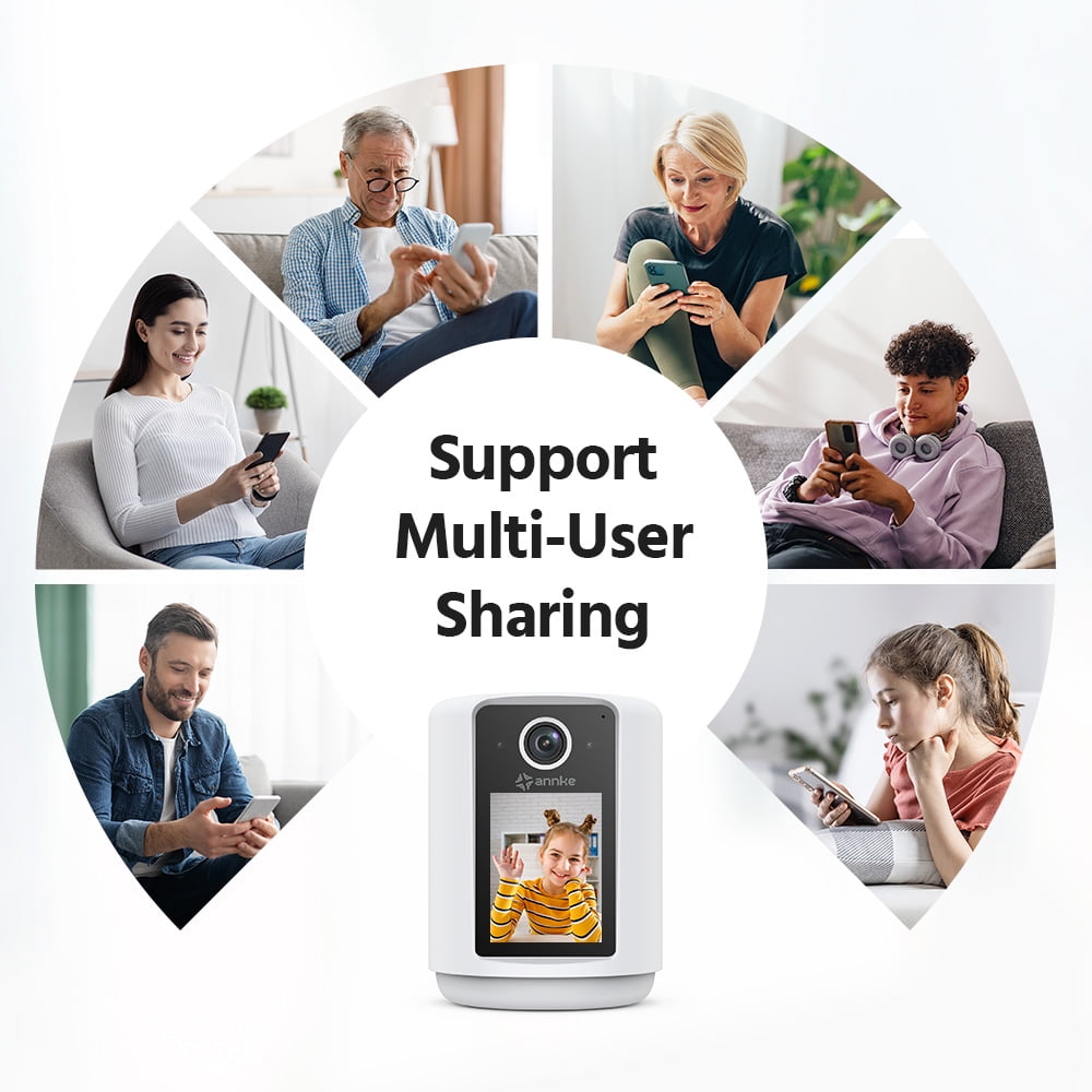 ANNKE 3MP HD Indoor POE Surveillance Security Camera with 2.4" Screen, Phone App + Two-Way Video and Audio Call, Motion Detection, Pet Camera, Baby Monitor, Table Lamp, Night Vision